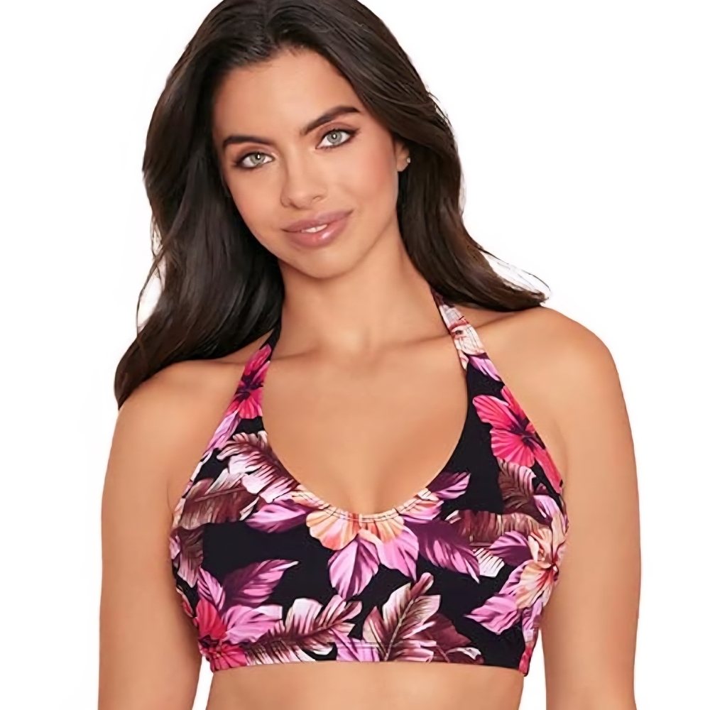 SKINNY DIPPERS MOWIE Peppermint Plunge Bikini Halter Pink Floral SIZE LARGE NWT